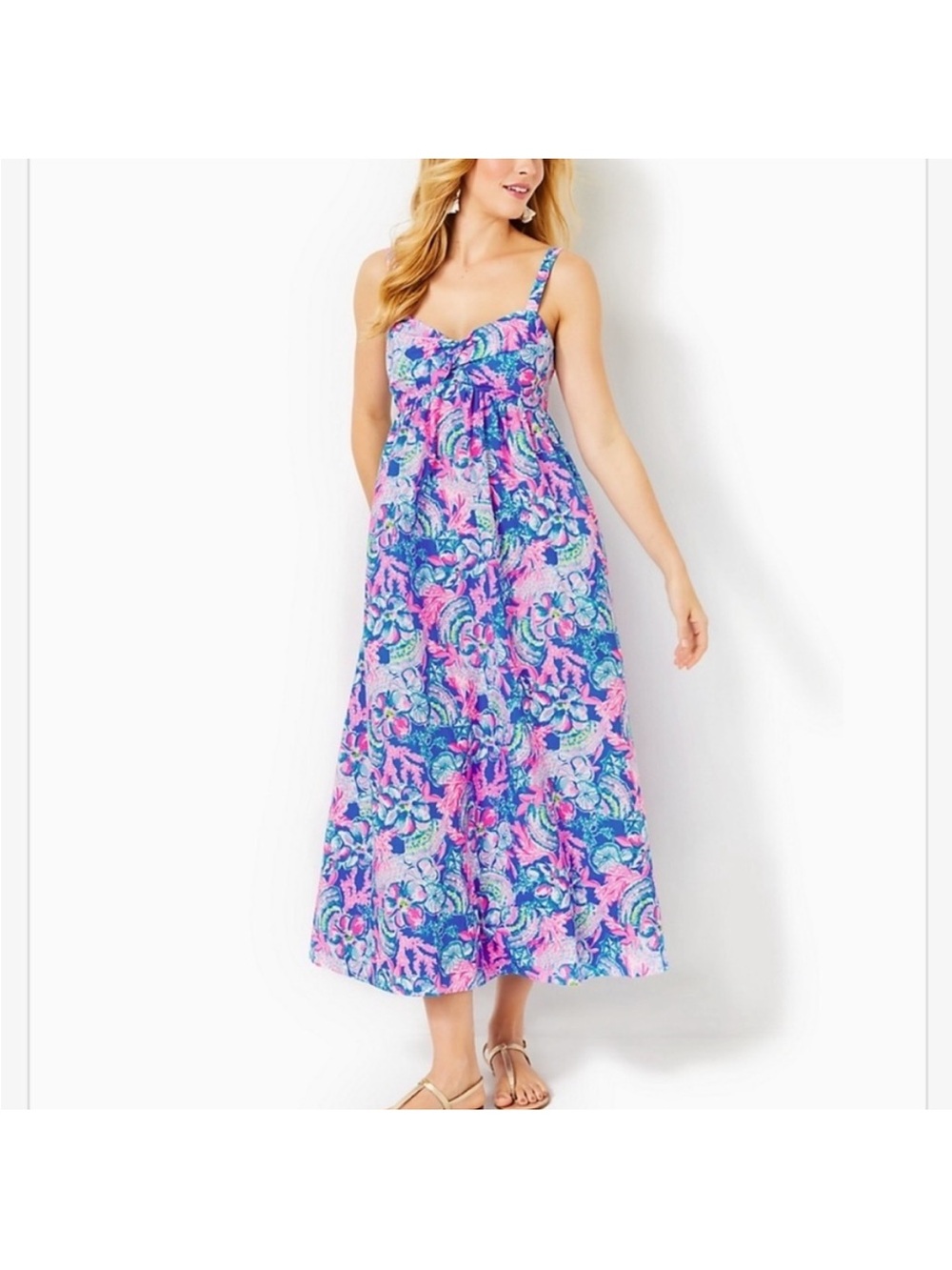 Lilly Pulitzer Blue and Pink Azora Maxi Dress — size 6